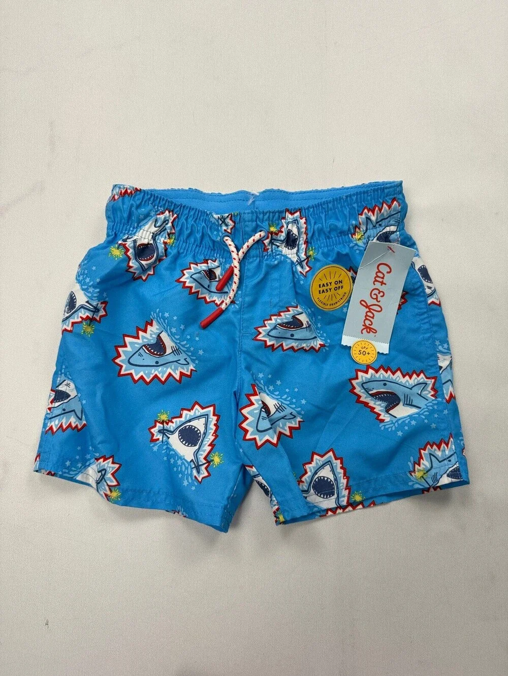 Cat & Jack Shark Print Athletic Shorts Blue Modern Statement Piece - Boys 4T